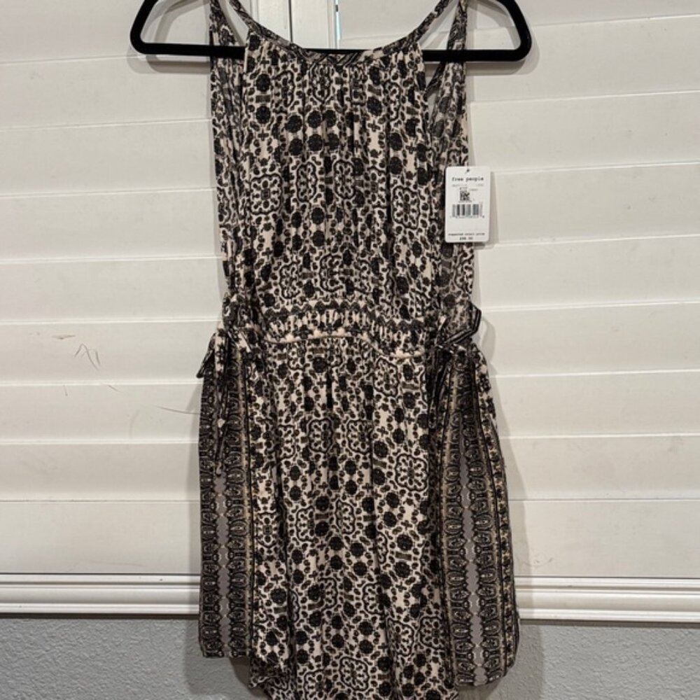 Free People Black and Cream Mini Dress